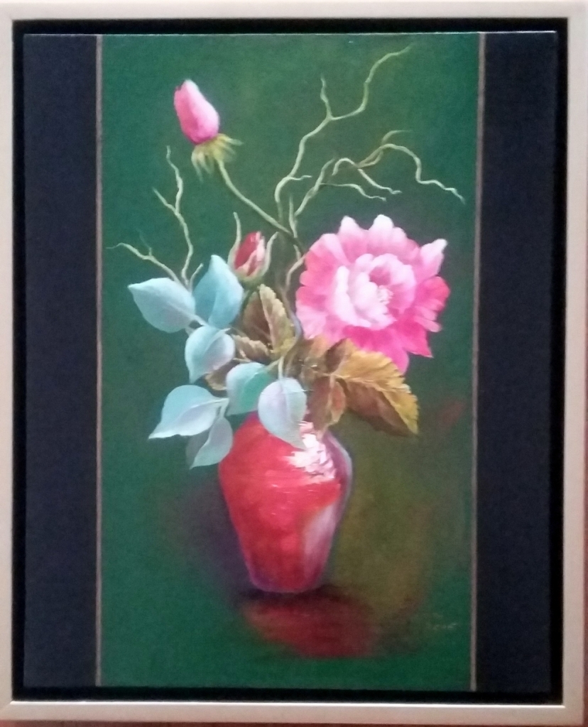 Roses in Red Vase painting