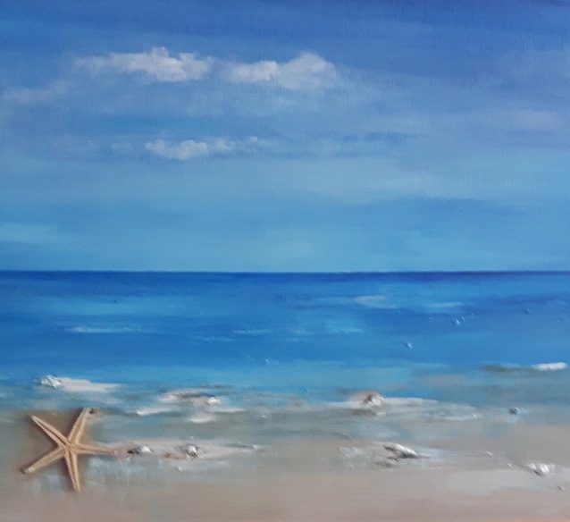 Claudia Nicholson - A Day at the Beach Acrylic 8x10" SOLD